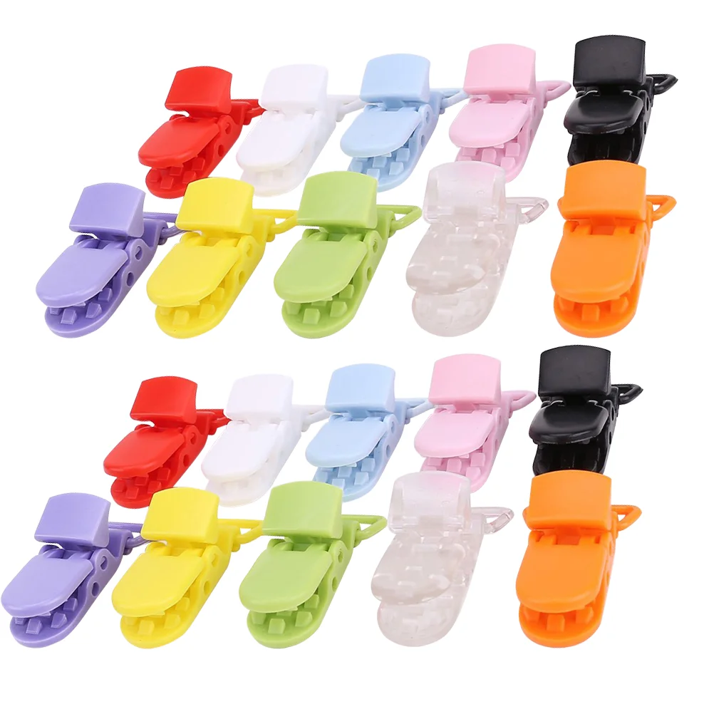 50pcs T-shape Plastic Baby Pacifier Clips Badge Clips Bib Holders (Random Color) Baby clips Plastic pacifier clips