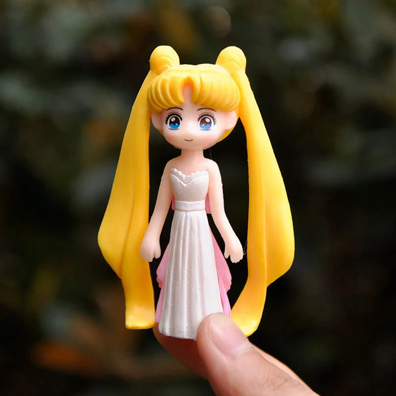 Anime SAILOR MOON Girl Figure Q Version Tsukino Usagi Action Doll Collectible Figure Toys Cake Decorations