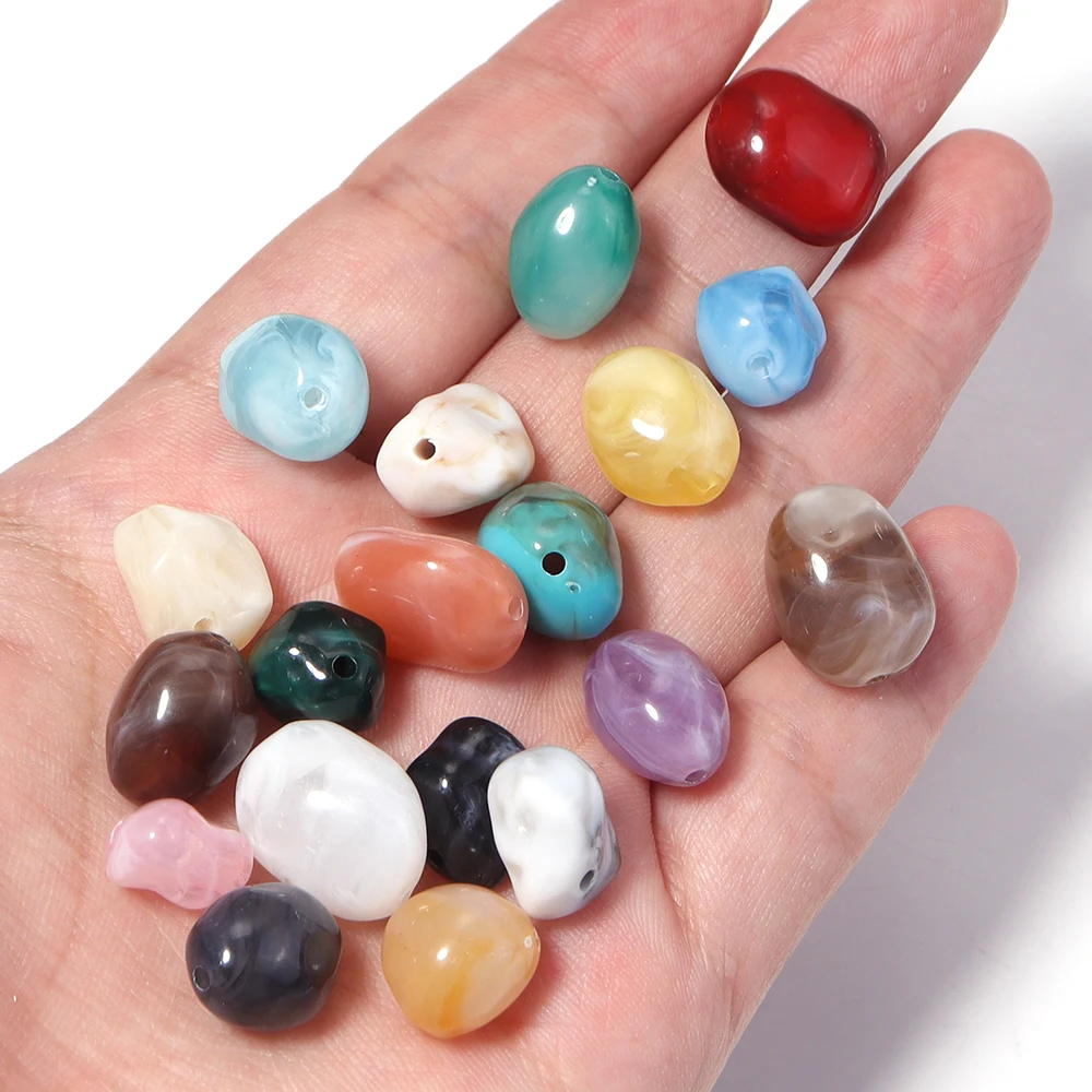 60 Stück zweifarbige, naturstein-ähnliche, unregelmäßige Acrylperlen, lose Abstandsperlen für DIY-Schmuckherstellung, Armbandzubehör – Detail 3
