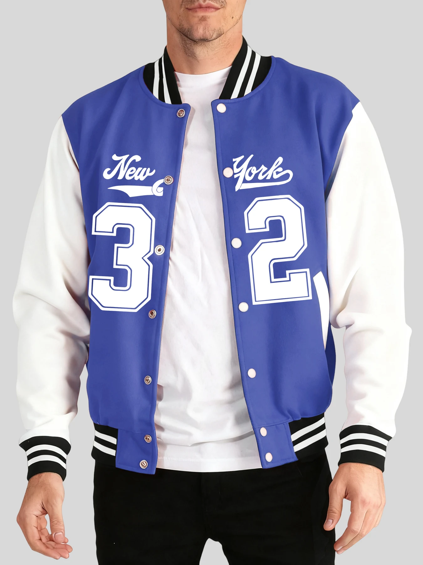 

Куртка с принтом New York Number 32, мужская удобная базовая уличная одежда, винтажная повседневная бейсбольная форма, осенне-зимние топы, теплое пальто с карманами