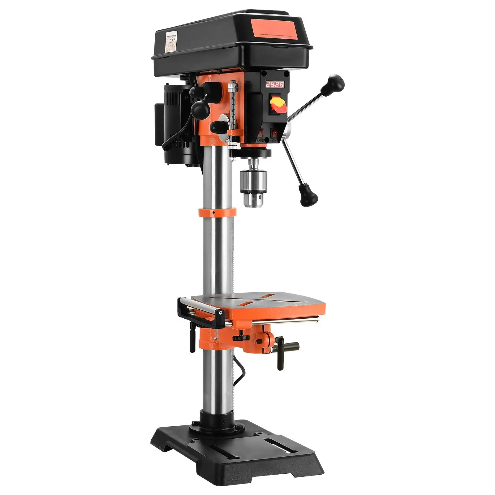 12 in Benchtop Drill Press 5 Amp 120V Variable Cast Iron Drill Press with 12 in Swing 0 to 45 Degree Tilting Worktable Work Light for wood and Metal