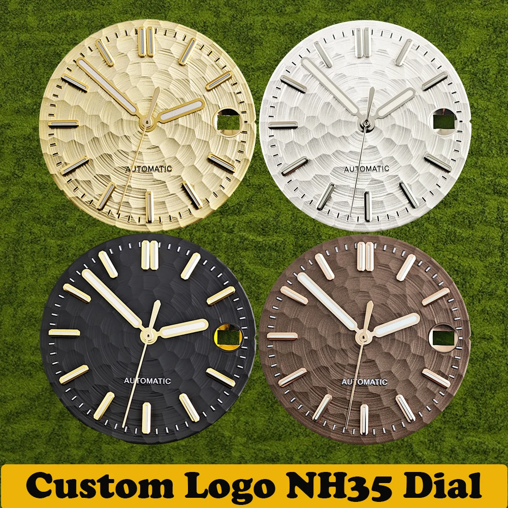 

28.5cm Green Luminous Honeycomb Texture DIY Watch Dial for NH35 NH36 Mechanical Movement Wristwatch Modification Accessory