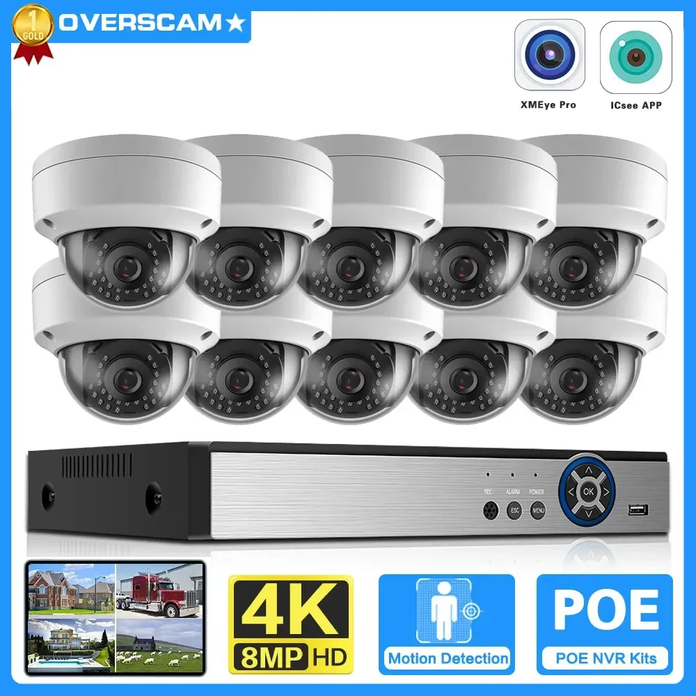 

H.265 8CH 4K POE NVR Kit CCTV Home Security System 8MP Waterproof Indoor/Outdoor Dome IP Camera Video Surveillance Set 10CH 4CH