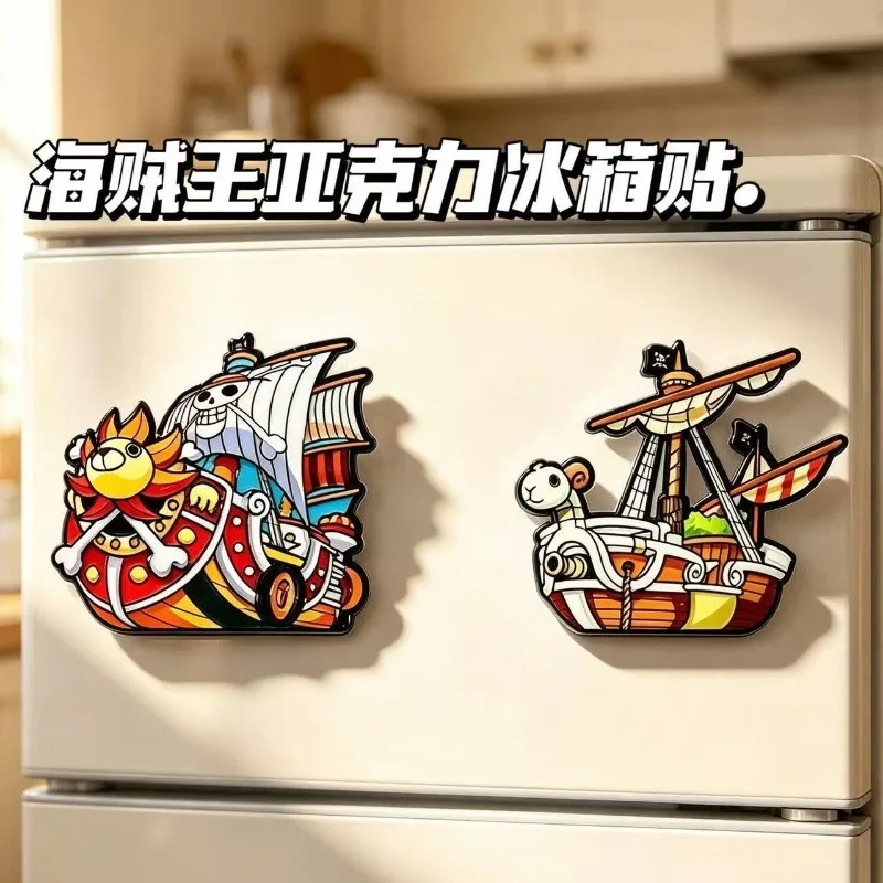 Cute One Piece Flat Refrigerator Magnet Anime Periphery Exquisite One Piece Ship Creative Acrylic Home Decoration Birthday Gift