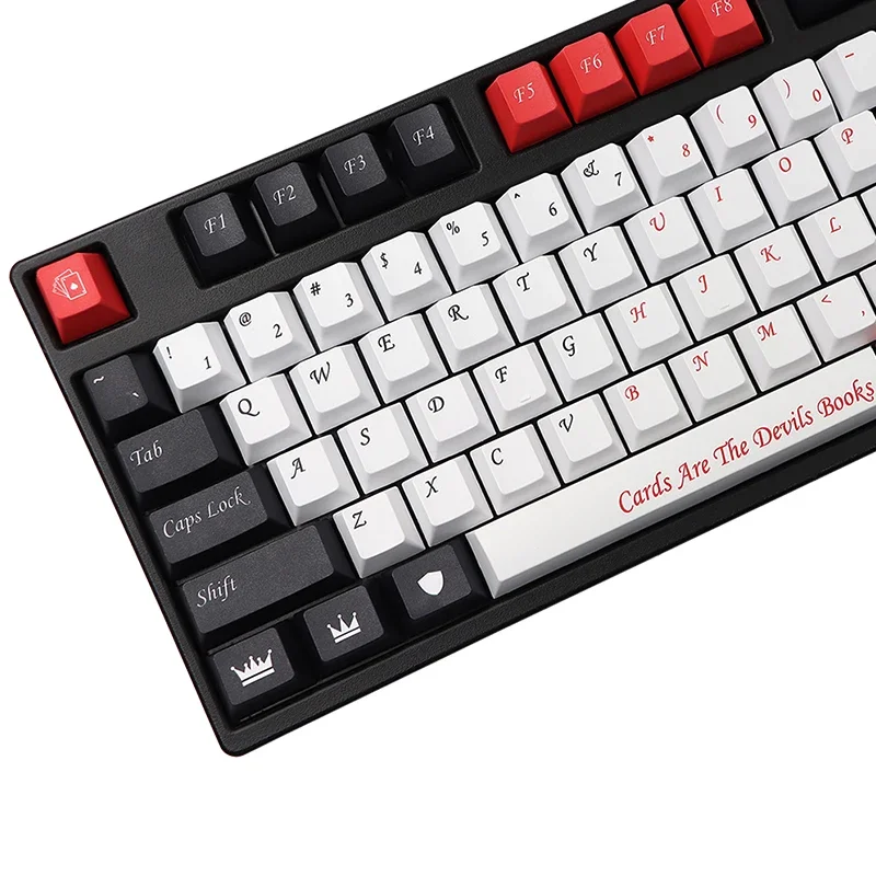 

PBT original height five-sided hot sublimation black and red with keycap 128 keys, suitable for 61 64 68 96 108, etc