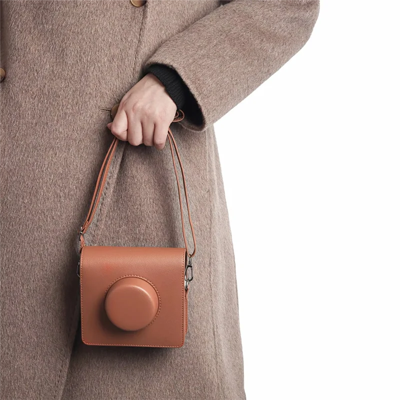 حقيبة كاميرا ريترو حافظة واقية من جلد البولي يوريثان مع حزام كتف لـ Instax WIDE Evo-AB01