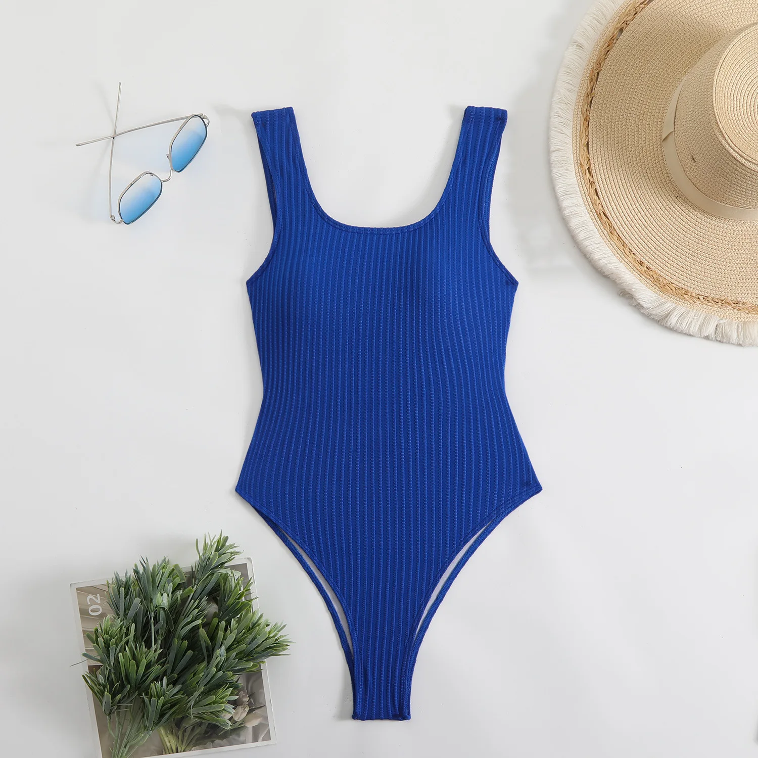 Women\'s Solid Color Red One Piece Swimsuit Summer Beach Vacation Monokini Conservative Bikini Slim Backless Swimwear 2025 New