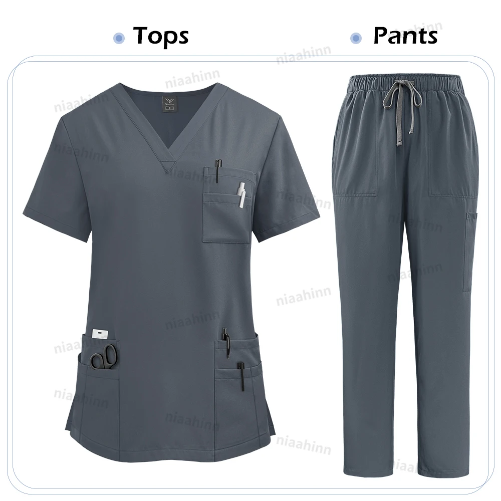 Krankens ch wester Uniform Peelings setzt Frauen Bluse Medicale Femme Still hose passt medizinische Accessoires Gesundheits wesen Schönheits salons Arbeits kleidung – Detail 13