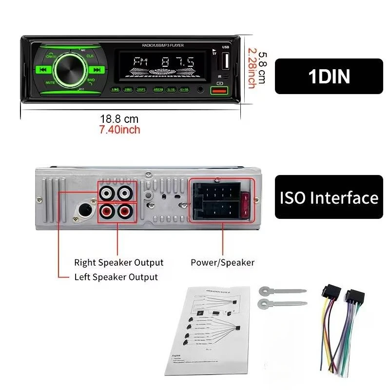 Universal 1DIN Car MP3 Player Wireless Stereo System Support FM AUX IN Dual USB Play Music Fast Charger Car Audio Head Unit