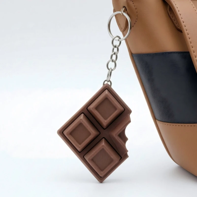 3D Printed Keychain Chocolate Keyboard Fidget Key Ring Chain Push Sensory Clicker Stress Relief Anti Anxiety Toy Funny Gift