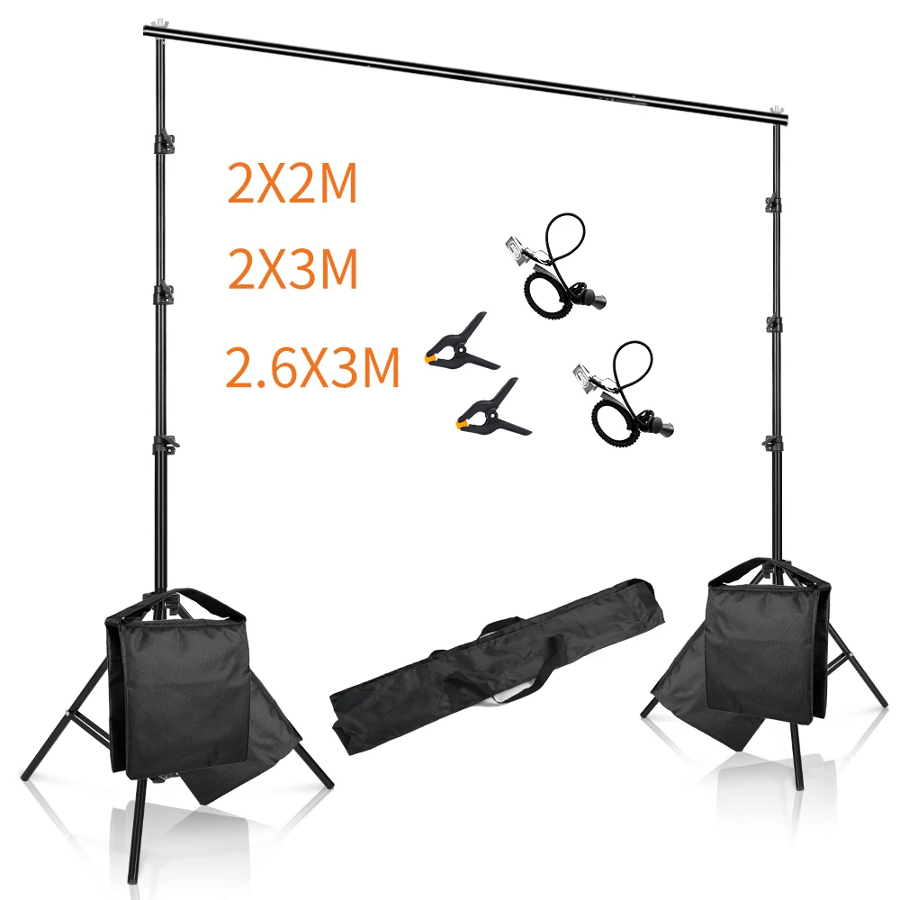 2X2M 2X3M 2.6X3M Background Support System Photography Backdrops Stand  Photo Studio Kit Chromakey Green Screen Frame