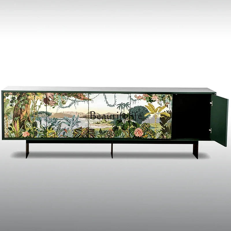 

LXFrench Chinese style painted TV cabinet living room floor storage lockerSSS