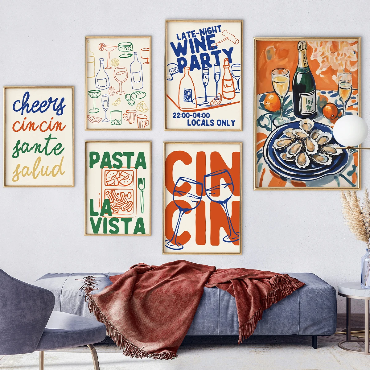 1/3pcs Vintage Wine Food CIN CIN Cheers Canvas Print Poster Modern Maximalist Art Print Bar Kitchen Home Decor Art Poster Gifts