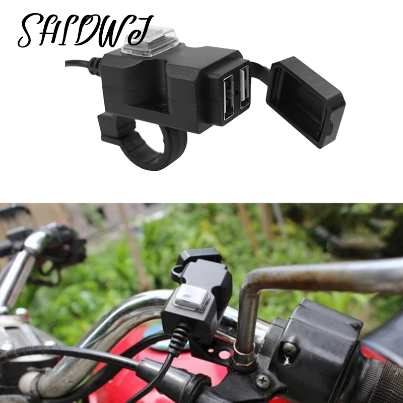 

Motorcycle Vehicle-Mounted Charger Waterproof USB Adapter 12V Phone Dual USB Port Quick Charge 3.0 With Switch Moto Accessory