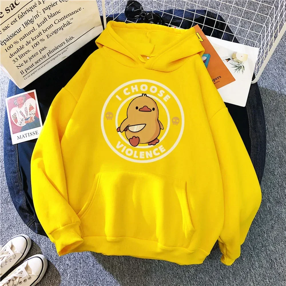 

I Choose Violence Funny Duck Print Hoodie Cartoon Men Women Long Sleeve Hooded Humor Slogan Streetwear Tracksuit Humor Hoodie