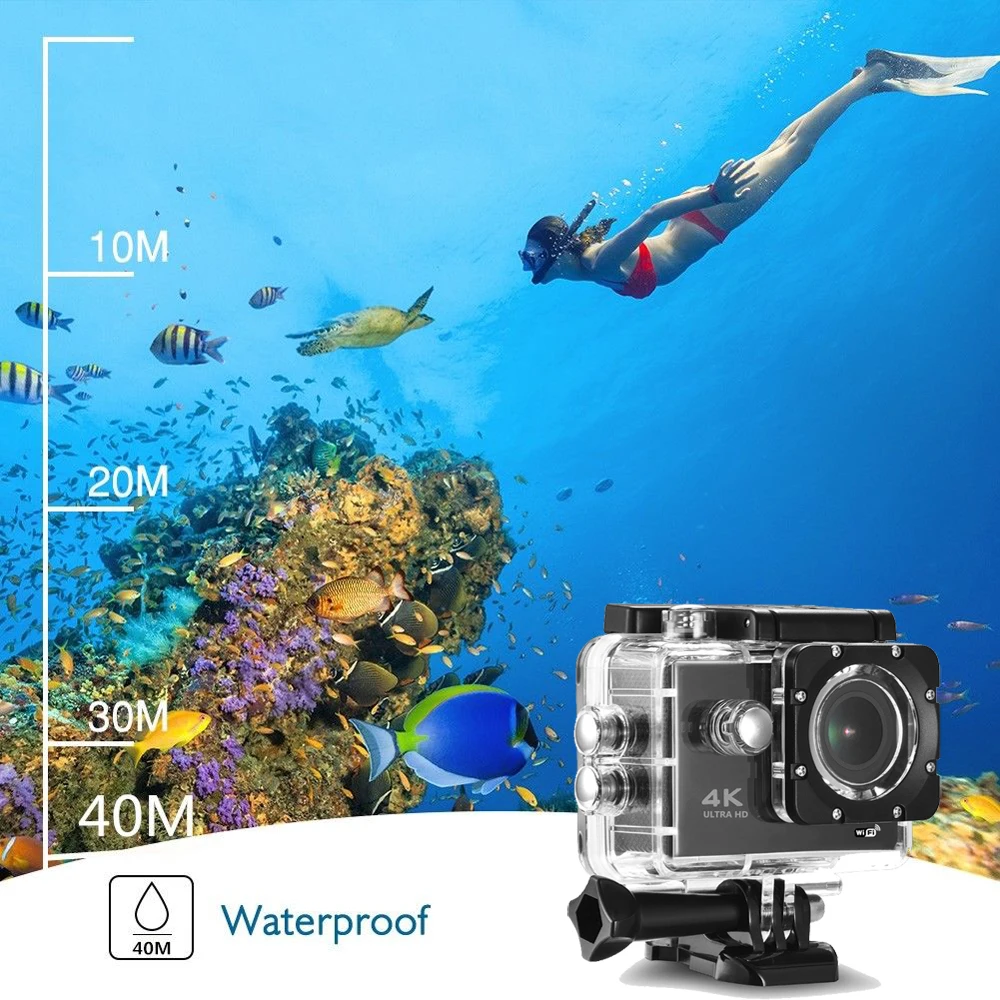 Action Camera 4K/30fps WiFi 2.0-inch Camera Waterproof Sports Video Cameras Remote Control Outdoor Mini Camera