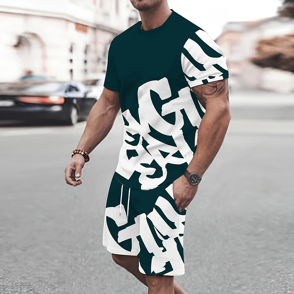 2025 Casual Fashion Handsome Men's T-shirt Shorts Set Summer Breathable Comfortable Soft Men's Loose Shorts Large Size Clothing