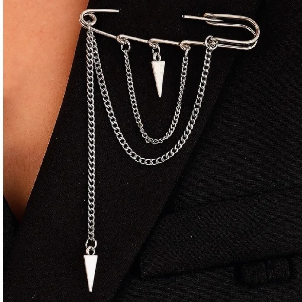 Personality Silver Rivet Brooches Irregular Geometric Suit Lapel Pin Handmade Clothing Fixing Pins Coat Accessories