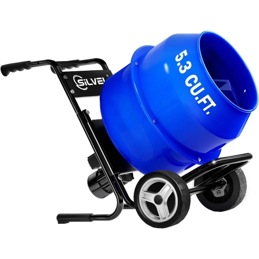 5.3 قدم مكعب. خلاط خرسانة مثبت على العربة - خلاط أسمنتي كهربائي بقوة 750 وات 1 حصان، آلة خلط شديدة التحمل للملاط والجص وF