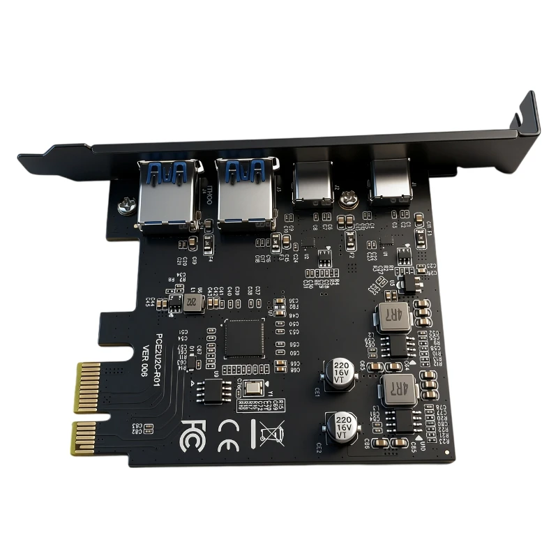 PCIe USB 3.2 Gen1 Expansion Card 5Gbps 2 Port Type-A + 2 Port Type-C Riser Adapter D7020201 Chip PCI Express USB Extender for PC