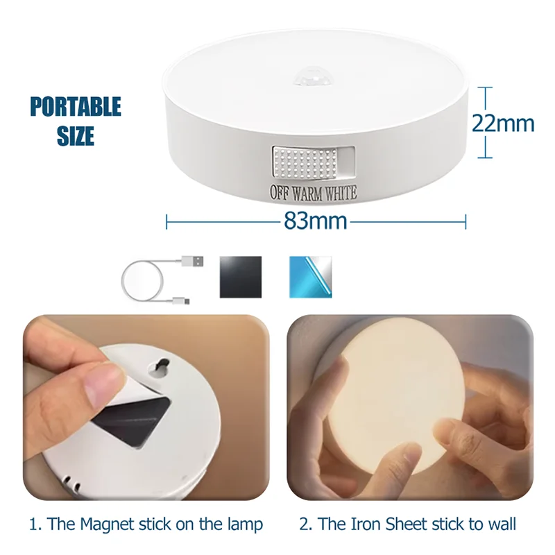 Motion Sensor Light USB Rechargeable Night Light LED Lamp for Kitchen Bedroom Stairs Hallway Cabinet Closet Wardrobe Nightlight, image 6