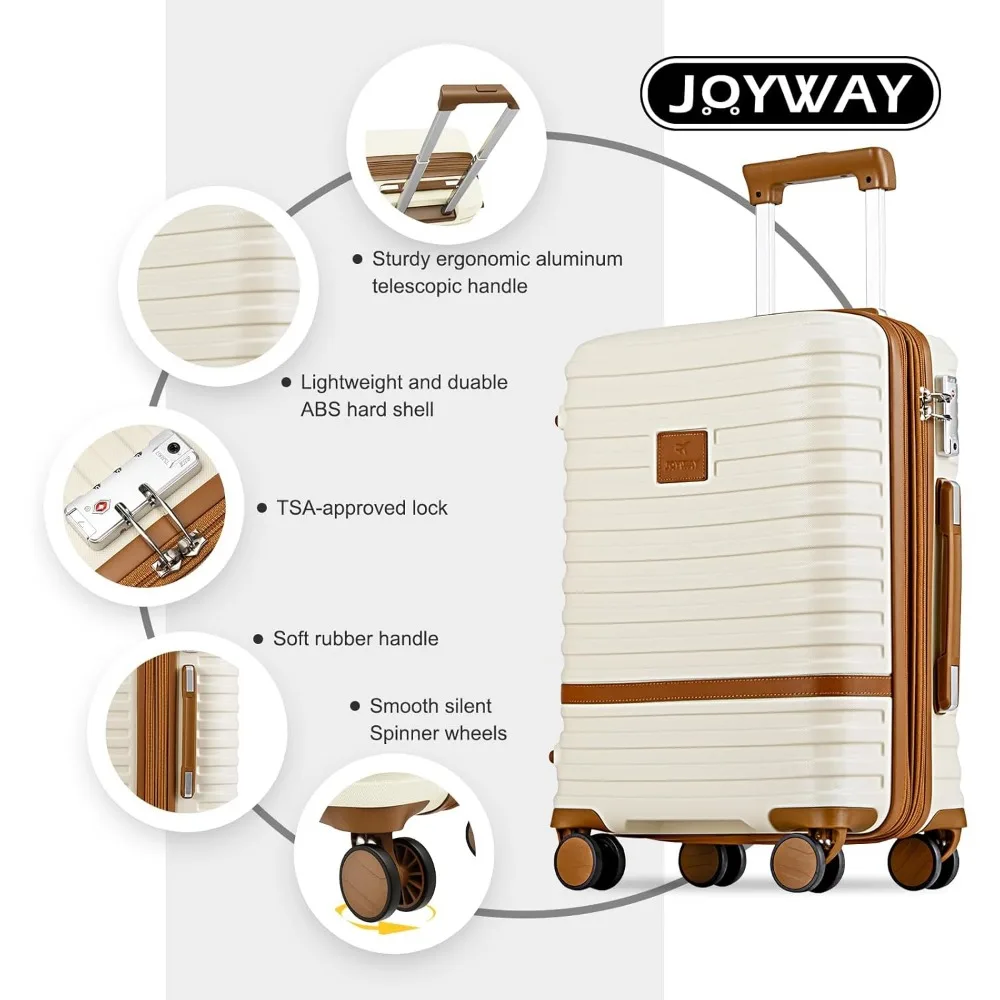 Joyway Carry on Set di valigie a quadri da 20 pollici e 24 pollici, Set di tute espandibili in 2 pezzi con ruota Spinner, valigia rigida