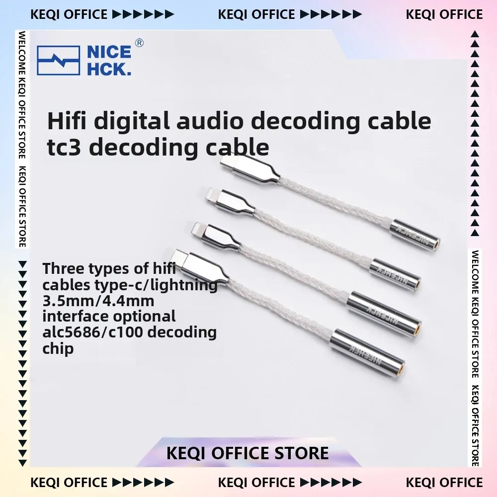 NICEHCK TC3 HiFi Decoding Adapter Metal Alloy Shell ALC5686/C100 Type-C Lightning Input Support Line-control Microphone Gifts