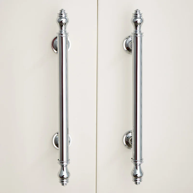 Electroplated Silver Brass Cabinet Handles Furniture Bar Handle Chrome Wardrobe Drawer Knobs Door Hardware