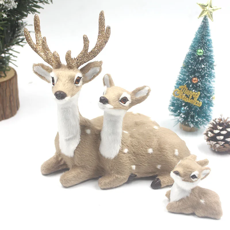 

Simulation Big Deer Christmas Elk Moose Ornaments Decoration Garden Miniatures Props New Year 2023 Navidad Display Xmas Kid Gift