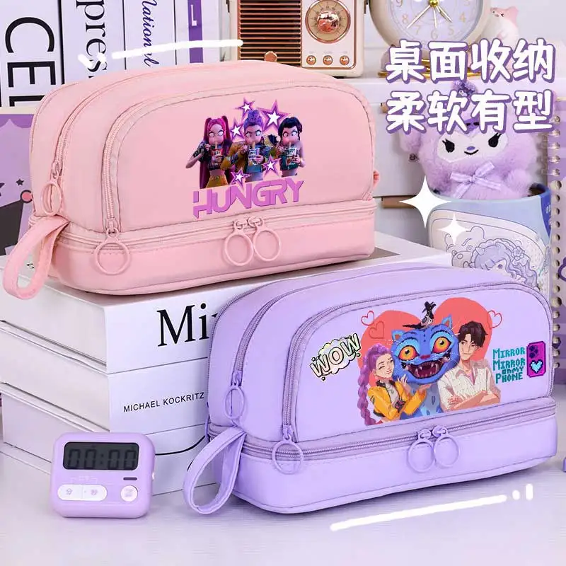 

K-pop Demon Hunters большая вместительная цветная сумка для хранения саджбои пенал сумки для ручек канцелярские принадлежности школьная офисная настольная сумка для хранения