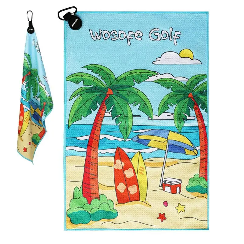 Magnetic Golf Towel Magnetic Golf Cleaning Towel Funny Pattern Golf Cleaning Towel Waffle Golf Club Ball Towel With Carabiner