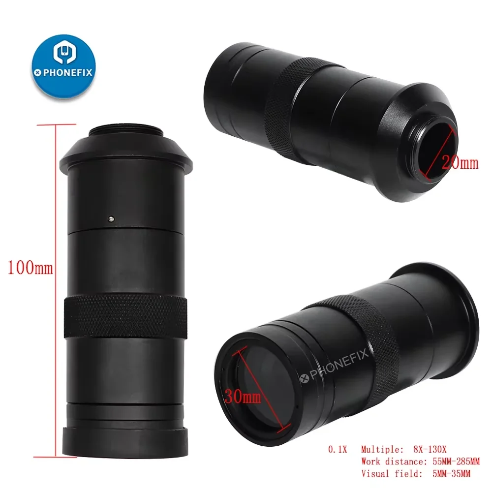 8X-130X Zoom C-mount Lens Magnification Adjustable Focus Camera Objective lens For HDMI USB Industry Video Microscope Camera