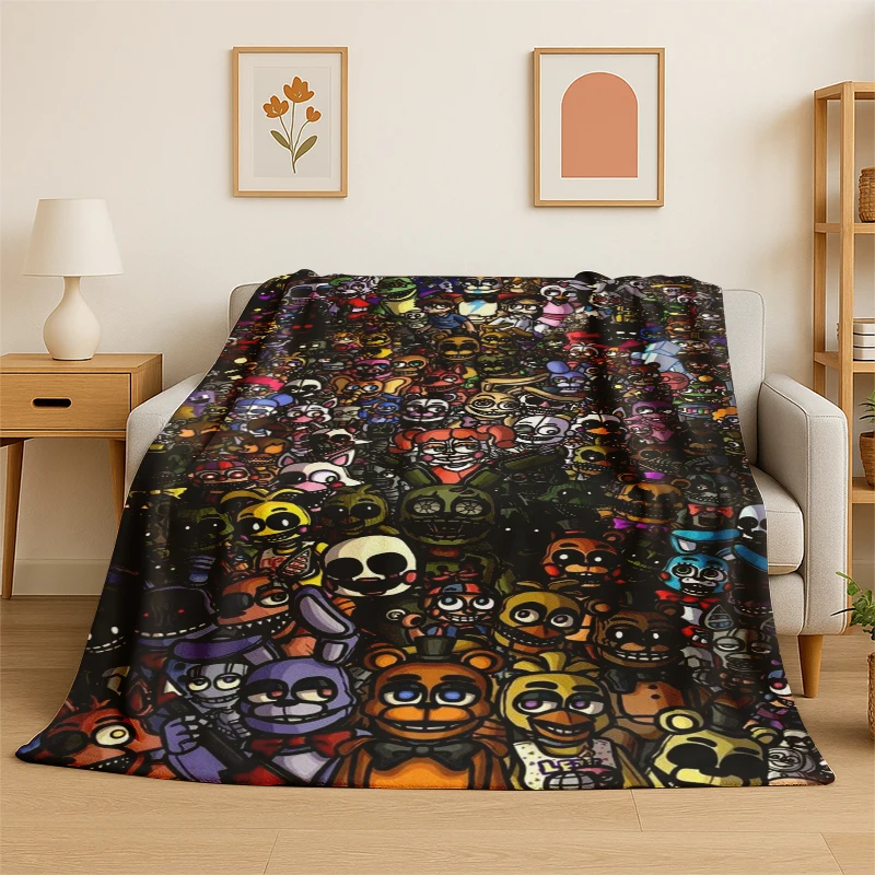 Horror F-FNAF GAME Cartoon Soft Plush Blanket,Flannel Throw Blanket for Living Room Bedroom Bed Sofa Picnic Hiking Napping Cocer