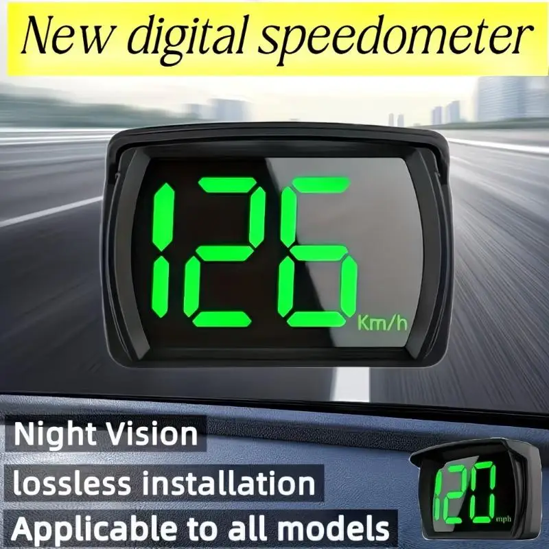 【CMO】Car HUD Headup Display KM/H GPS Digital Speedometer With LED Large Font Display With Speed USB Plug And Play