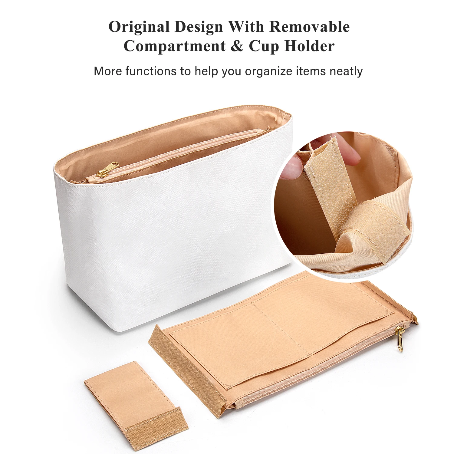 WUTA Bag Organizer For Longchamp Energy Handbag Dupont Paper Inner Bag Travel Portable Purse Insert Makeup Bag Support Shaper