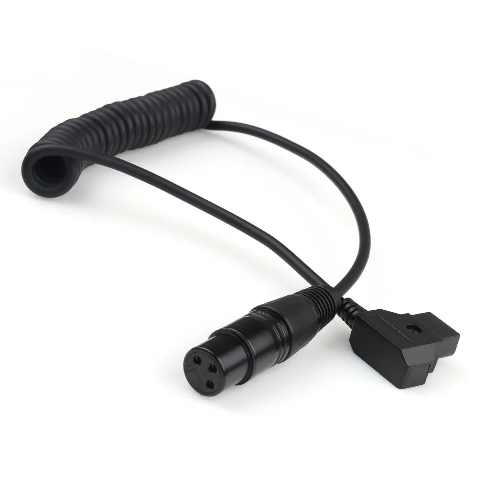 D‑Tap to 3‑Pin XLR Female Coiled spring cable for Cinema Camera LED Panel Light Power‑Only Cable |D-tap male D -tap female|black