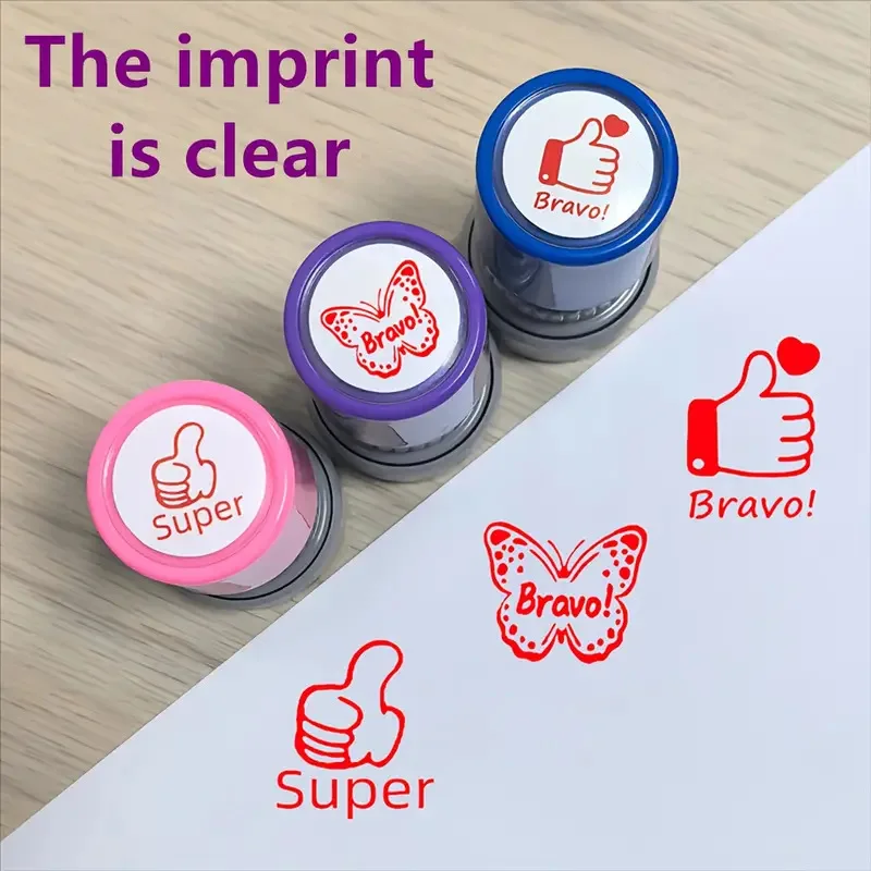 SUPER STAMPS  Funny Butterfly Seal Stamp Self-Inking Printing Kids Stamp Creative Novetly Face Memes Seal Clear Stamps
