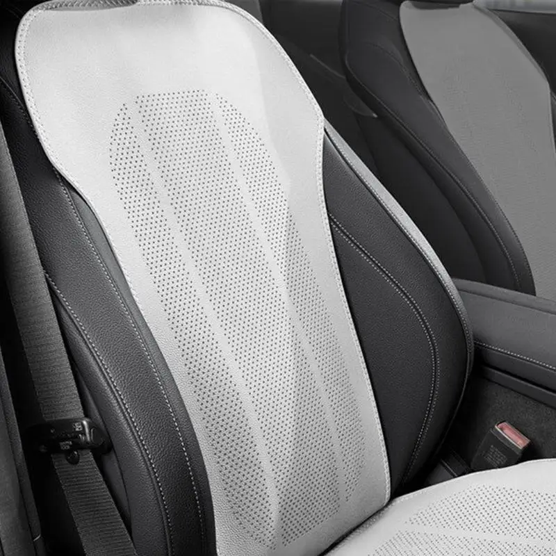 M76E Ergonomische Autositz-Rückenlehne, perforiertes Leder, atmungsaktives, rutschfestes Autositzkissen, einfach zu installieren – Detail 3