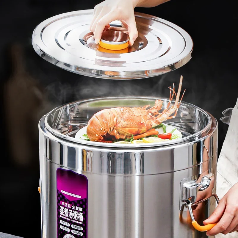 Double-Layer Insulated Stainless Steel Electric Soup Pot with Full-Base Heating, 60L/80L/100L Large Capacity, Commer(Customized)