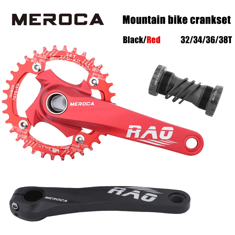 MEROCA RAO mtb Crankset Hollow Integrated Crank Arms For Bicycle Mountain Bike 104 Bcd Single Chainring Connecting Rods parts