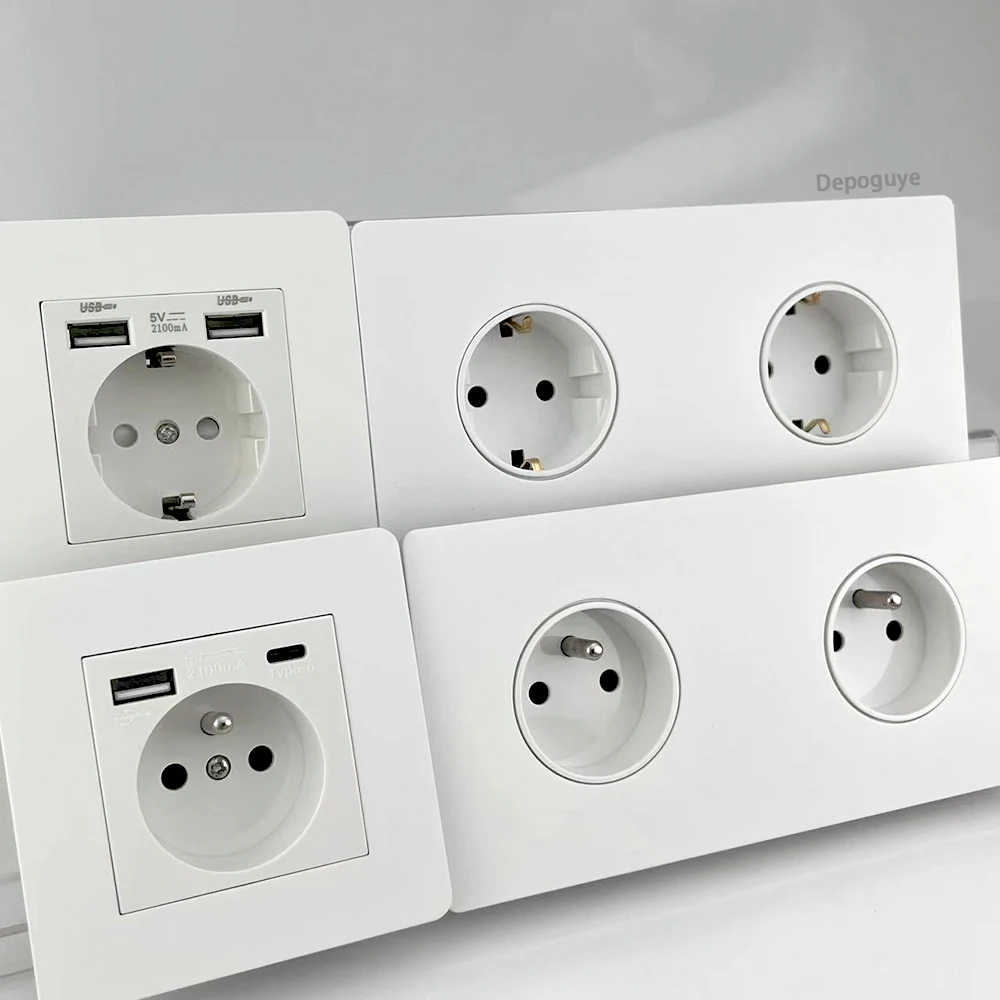 86 Type Retro White Wall Lamp Brass Lever Toggle Switch 1-4 Gang 2Way stainless steel EU FR UK Universal wall socket AC110-250V