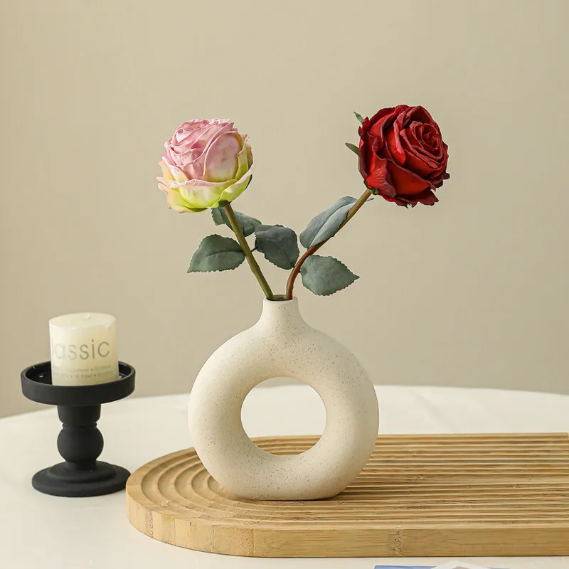 Ceramic vase ornament simulation foreign peony desktop decoration fake flower living room dining table flower bouquet niche