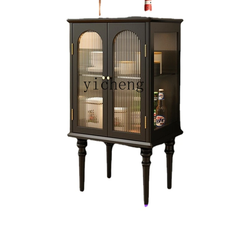 

Zk Display Cabinet Solid Wood Wine Cabinet Light Luxury Black Storage Storage Storage Sideboard Cabinet