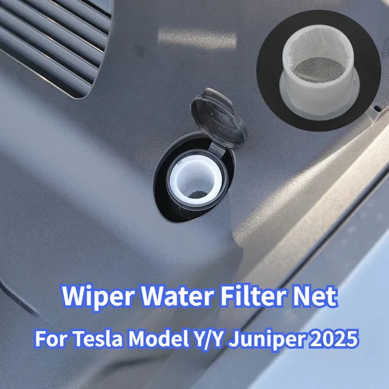 For Tesla Model Y Juniper 2021-2025 Wiper Water Filter Net Front Hood Filter Wiper Tank Filling Port Funnel Net Car Accessories
