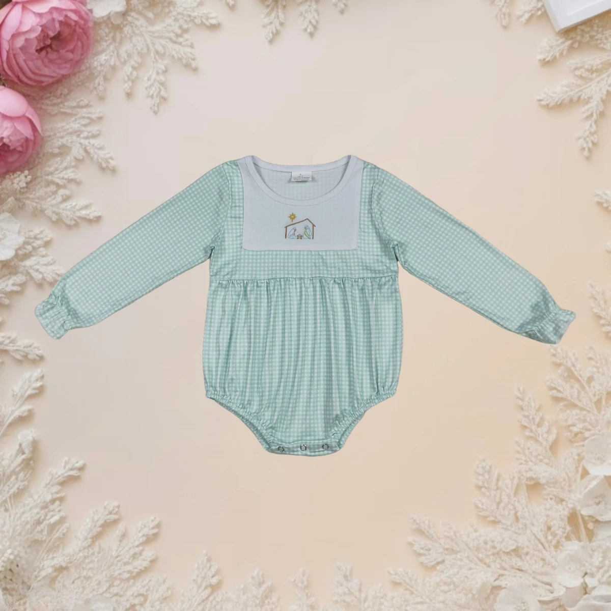 

Newborn Romper Embroidery Baby Girl Crewneck Clothes Christmas Jesus Bummies Cozy Toddler Infant Cotton Playsuit Casual Jumpsuit