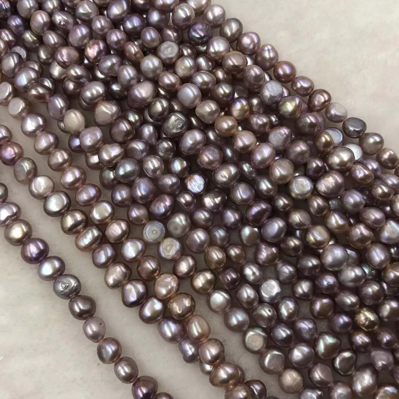 ELEISPL Wholesale 12 Strands 7-8MM Nugget Baroque Real Pearls Loose Strings White Pink Purple Beads  #1022
