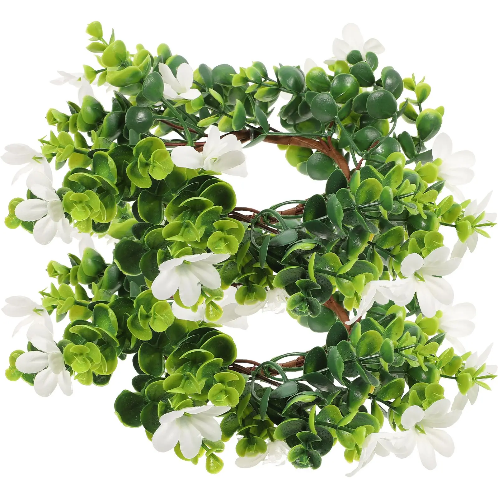 

2Pcs Artificial Garland 25CM White Small Greenery Wreath Rings for Table Tea Light Decor Valentine Christmas Party Home