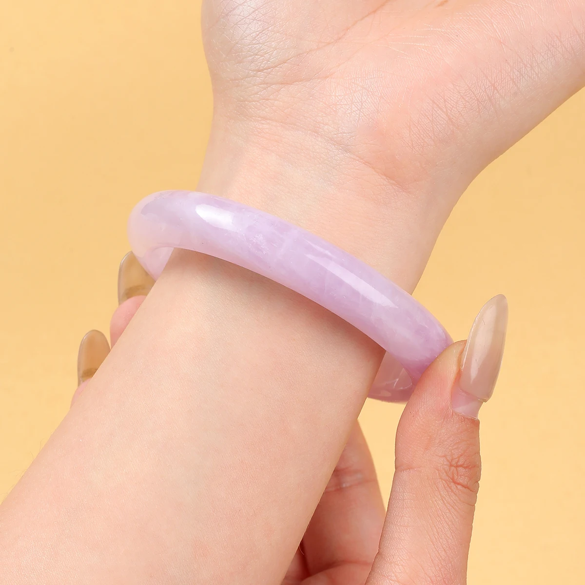 Natürliches Lavendel-Amethyst-Armband Eisig Transparenter Lila Armreif für Frauen Eleganter Kristallschmuck Geschenk – Detail 6