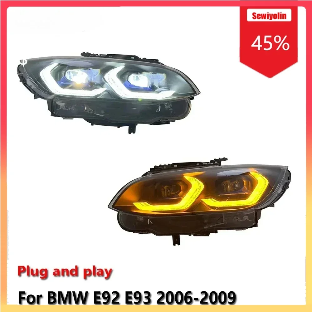 

Автомобильные светодиодные фары в сборе для BMW E92 E93 330 335 M3 2006-2009 гг., автоматические противотуманные фары DRL, стоп-сигналы поворота, вилка и P