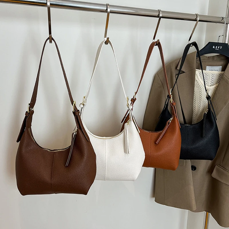 

Простая модная женская сумка на плечо из искусственной кожи, однотонная повседневная универсальная сумка в стиле ретро подмышками, осенние элитные дорожные сумки